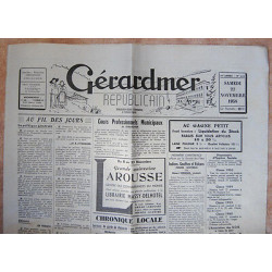 Ancien journal GERARDMER REPUBLICAIN 22 novembre 1958 n645 Vosges...