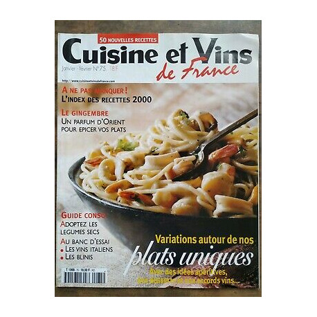 Cuisine et Vins de France Nº 75 janvier février 2001