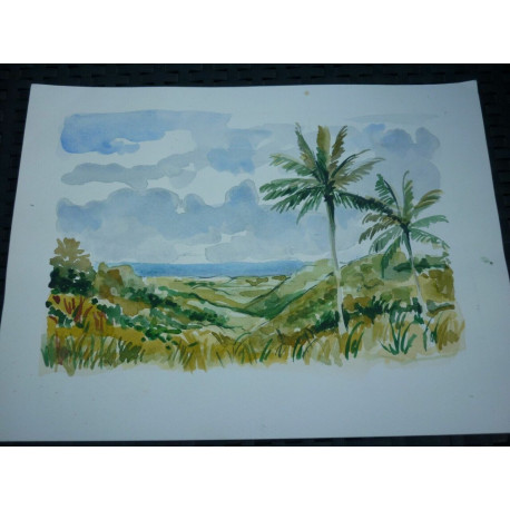 Aquarelle originale sur papier canson - Caraïbes