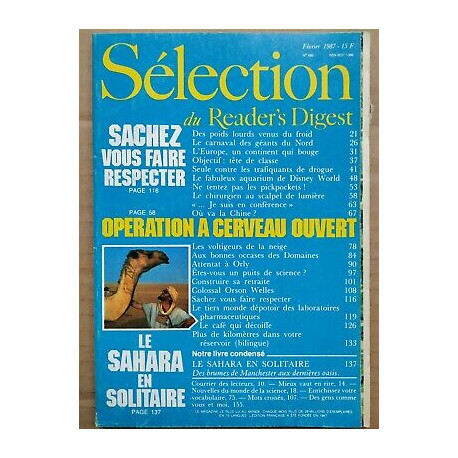 Sélection Reader's Digest Nº 480 février 1987