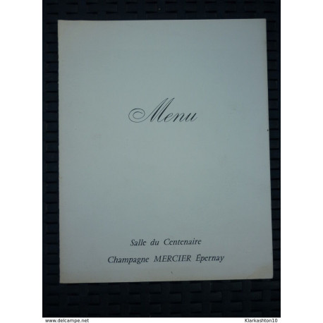 Menu Champagne Mercier Épernay salle du centenaire