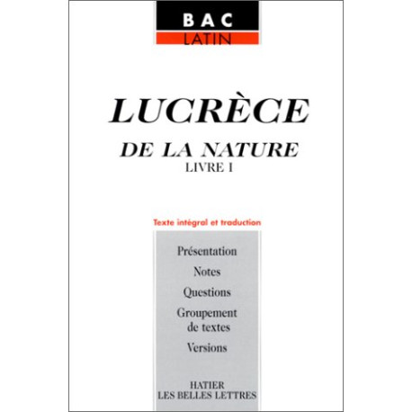 Lucrece de la nature livre I (texte en latin et traduction)