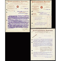 3 Factures Docs ETABLISSEMENTS PORCHER Fonderie Emaillerie Usine...