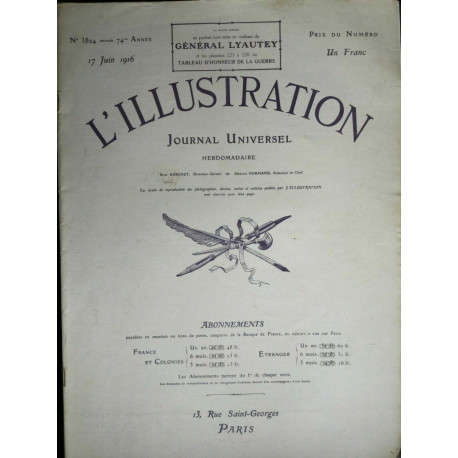 l'illustration journal Universel N 3824 74 année 17 Juin 1916