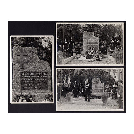 3 CPA Carte Photo SEPPOIS-LE-BAS 68 Monument du Char Haut-Rhin...