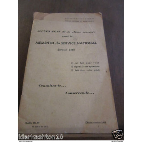 Memento du Service national service actif/ édition octobre 1966