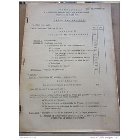 Modificatif N°3 à l'Instruction Gle sur le Tir de l'Artillerie