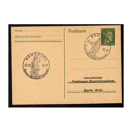 Ganzsache BRUCHSAL 211142 Poststempel Berlin W 62