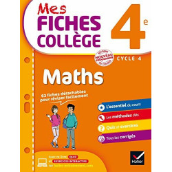 Mes fiches collège Maths 4e: 63 fiches de révision