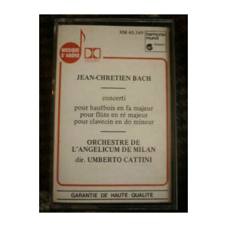 BACH ANGELICUM DE MILAN Cassette Audio-K7 Harmonia Mundi HM 40