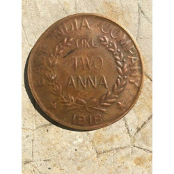 Importante Pièce indienne BIG COIN UKL TWO ANNA 1818 EAST INDIA...