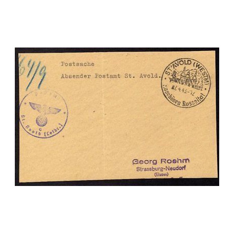 Postsache Absender Postamt ST AVOLD 070443