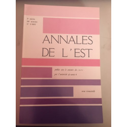 Annales de l'Est 5e série 39e année N°3 1987 Revue trimestrielle