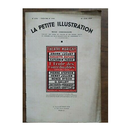 La Petite illustration n678 Théatre Nº348 16 Juin 1934