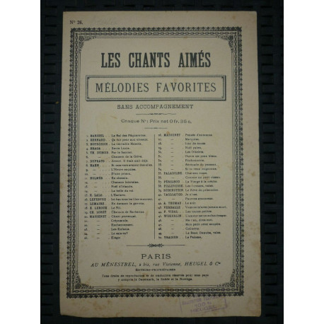 Partition Les chants aimés mélodies favorites Au Ménestrel Heugel Cie