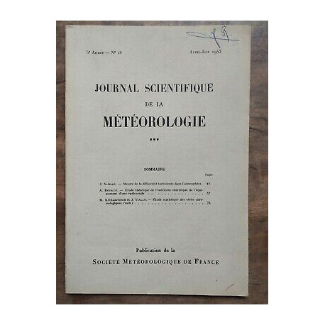 Journal Scientifique de la Météorologie Nº18 Avril Juin 1953