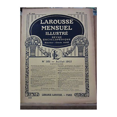 Larousse Mensuel illustré revue encyclopédique n101 Juillet 1915