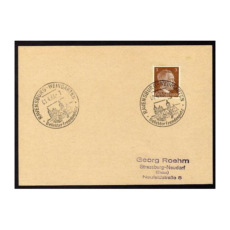 Allemagne n 706 Yv. cachet WW2 RAVENSBURG WEINGARTEN Timbre...