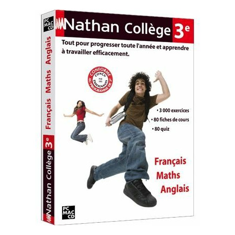 CD-ROM - Nathan collège 3ième - Français/Maths/Anglais - PC