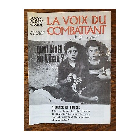 La Voix du Combattant n1420 Quel Noel au liban Décembre 1976