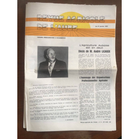 Revue agricole de l'aube du 27 janvier 1983