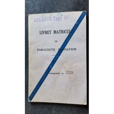 Livret matricule de parachute d'aviation nº330